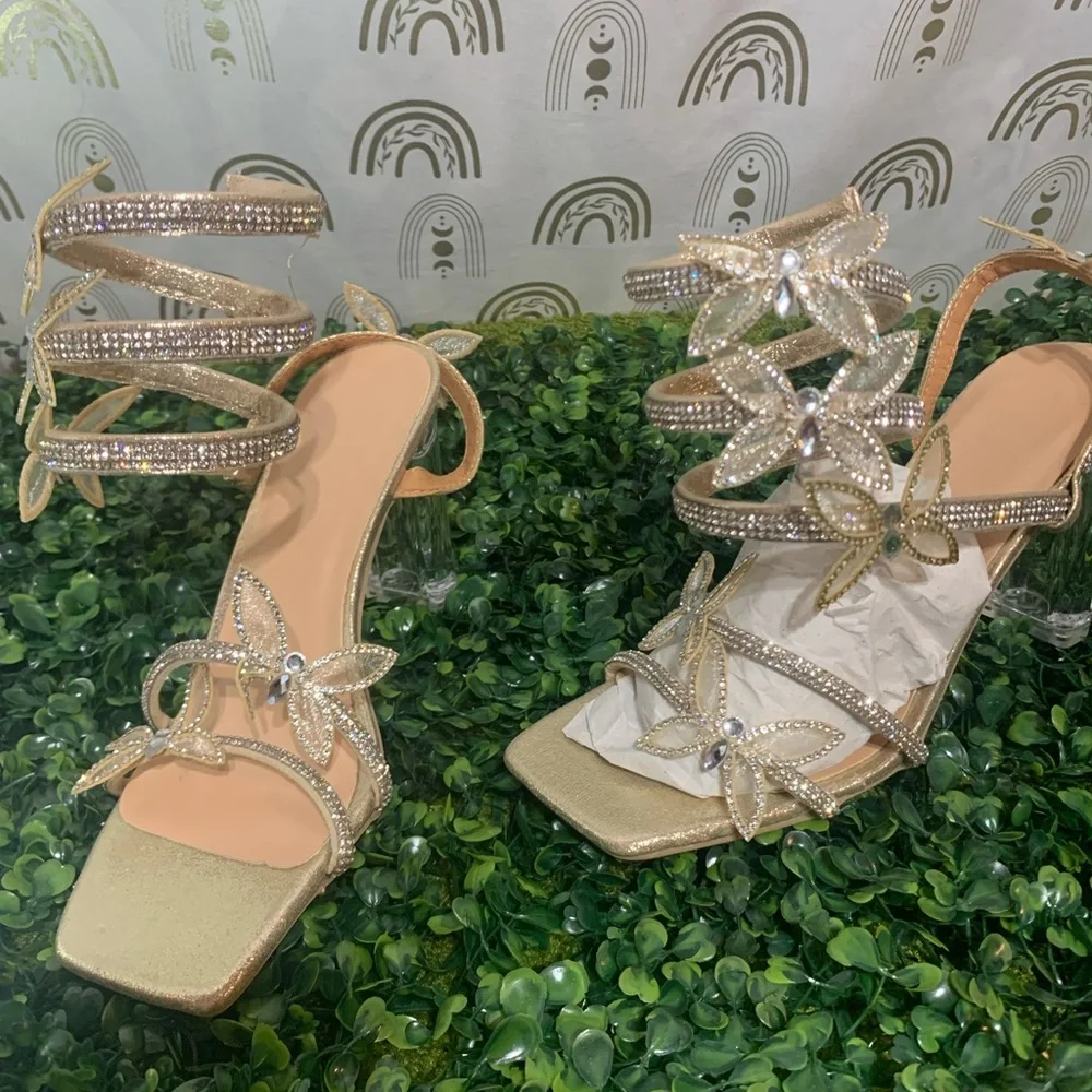 Elegant Gold Strappy Heels